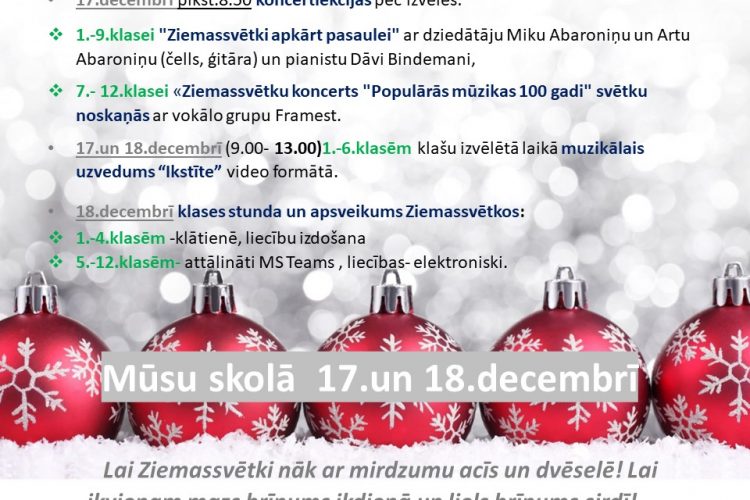 Mūsu skolā 17. un 18. decembrī