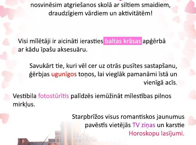 Skolā “Visu mīlētāju dienā”