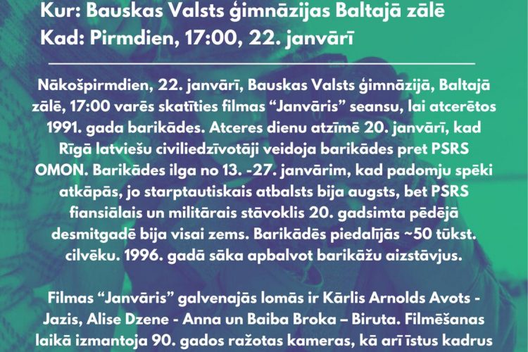 Filmas “Janvāris” seanss 22.01.